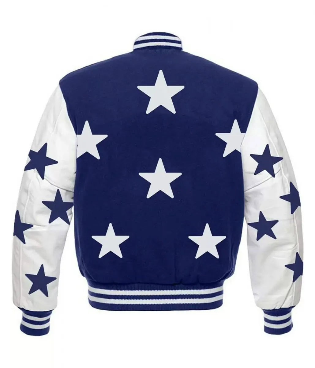 Dallas Cowboys Stars Royal Blue and White Varsity Jacket - NFL