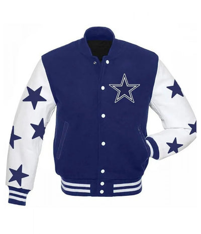 Dallas Cowboys Stars Royal Blue and White Varsity Jacket - NFL