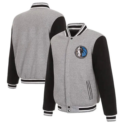 Dallas Mavericks Gray and Black Varsity Wool Jacket - NBA