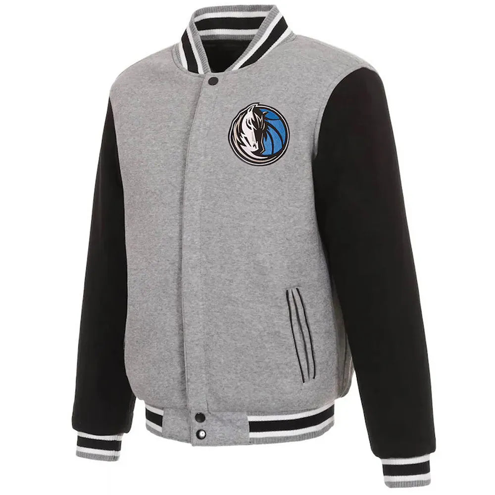 Dallas Mavericks Gray and Black Varsity Wool Jacket - NBA