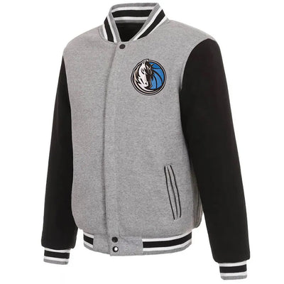 Dallas Mavericks Gray and Black Varsity Wool Jacket - NBA