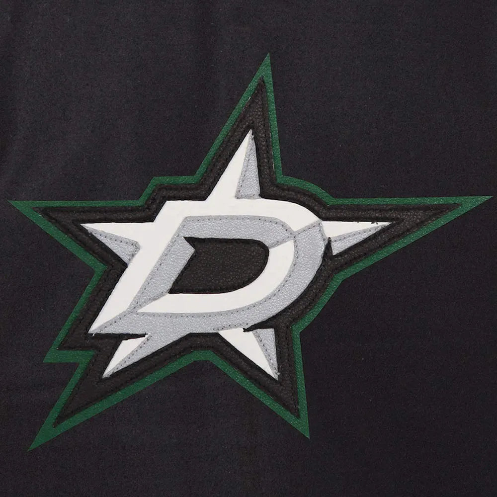 Letterman Dallas Stars Black and White Wool & Leather Varsity Jacket