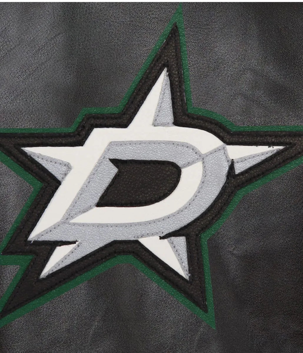 Men Dallas Stars Black Leather Varsity Jacket - NHL