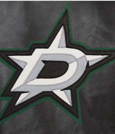 Men Dallas Stars Black Leather Varsity Jacket - NHL