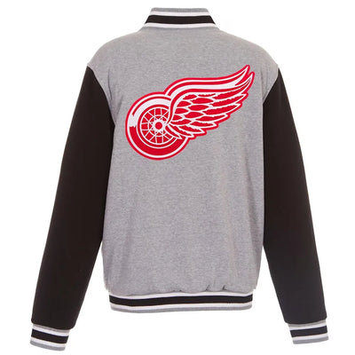 Detroit Red Wings Gray & Black Varsity Wool Full-Snap Jacket - NHL