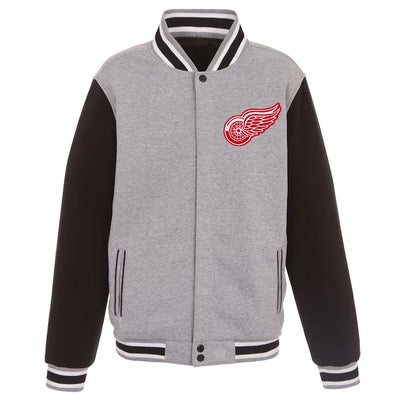Detroit Red Wings Gray & Black Varsity Wool Full-Snap Jacket - NHL