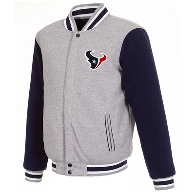 Houston Texans Gray and Navy Varsity Wool Jacket - NFL