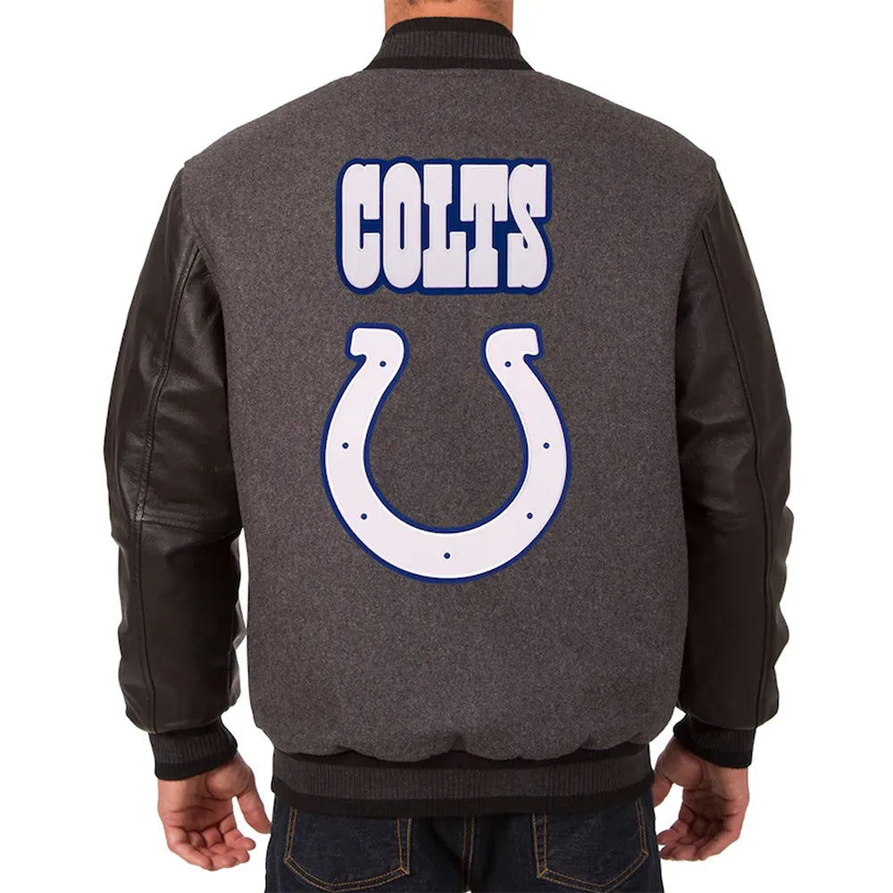 Men Indianapolis Colts Varsity Charcoal and Black Jacket - NFL