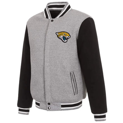 Men Jacksonville Jaguars Gray & Black Wool Varsity Jacket - NFL