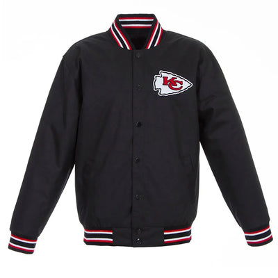 Men Black Kansas City Chiefs Poly Twill Varsity Jacket - NFL