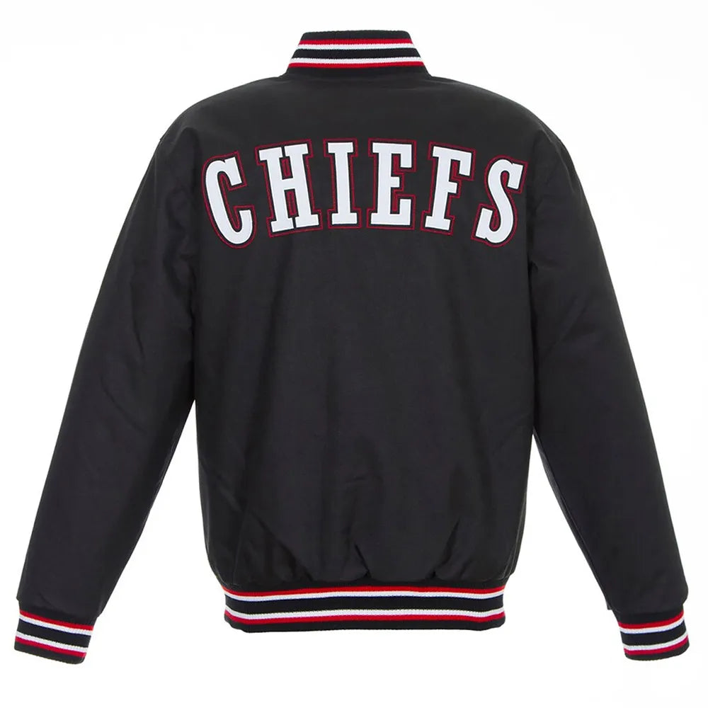 Kansas City Chiefs Poly Twill Black Varsity Jacket - NFL