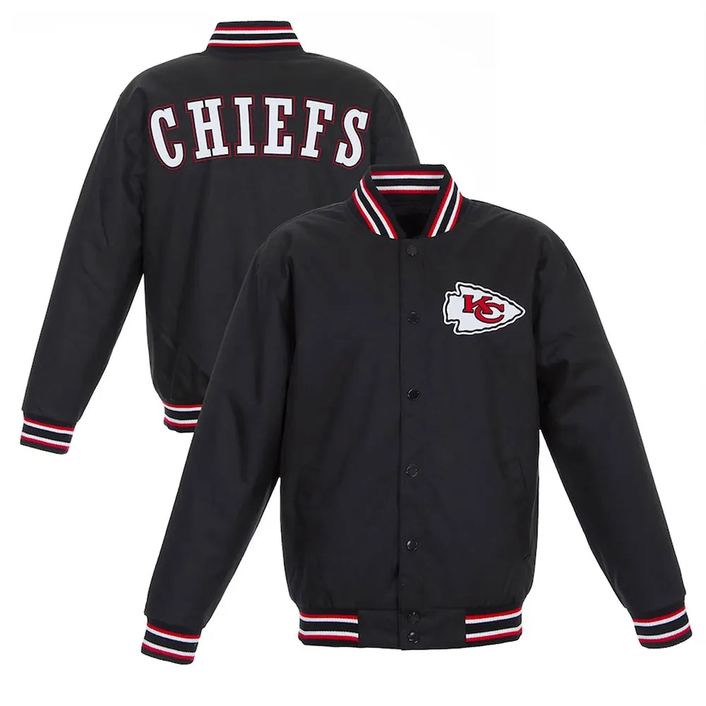 Kansas City Chiefs Poly Twill Black Varsity Jacket - NFL