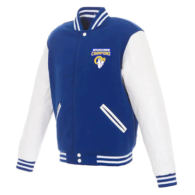 Men Super Bowl LVI Champs LA Rams Blue White Varsity Jacket - NFL