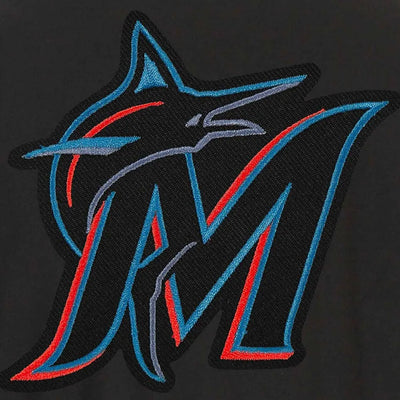 Men Miami Marlins Accent Varsity Black Wool Jacket - MLB