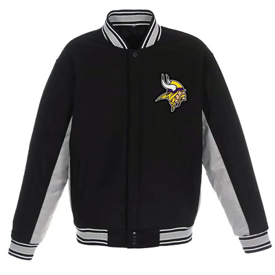 Minnesota Vikings Black & Gray Wool Varsity Jacket - NFL