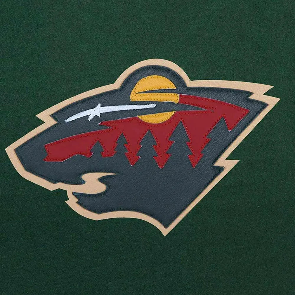 Men Minnesota Wild Green and White Varsity Jacket - NHL