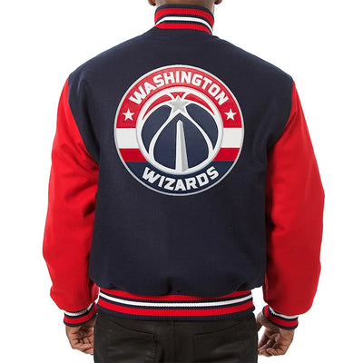 Men Washington Wizards Domestic Navy & Red Wool Varsity Jacket - NBA