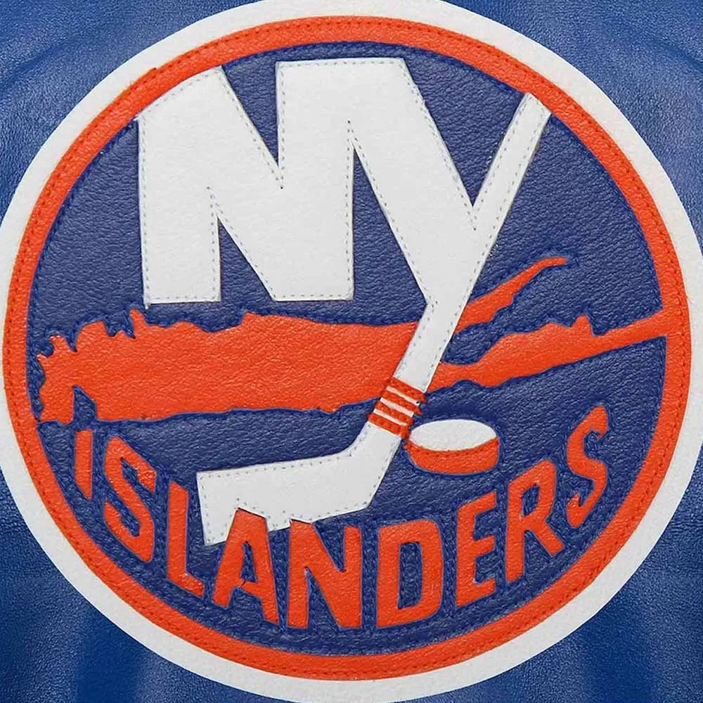 Men New York Islanders Varsity Royal Leather Jacket  - NHL