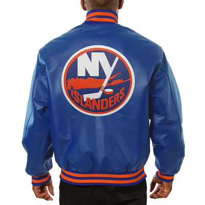 Men New York Islanders Varsity Royal Leather Jacket  - NHL