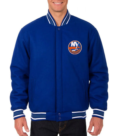 Men New York Islanders Royal Blue Wool Varsity Jacket - NHL