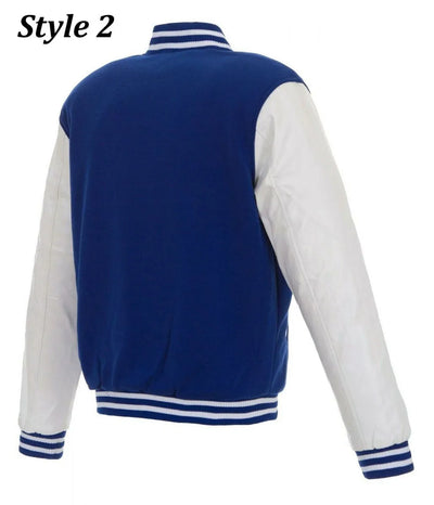 Men NY Islanders Blue and White Style 2 Letterman Jacket - NHL