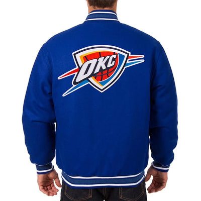 Men Oklahoma City Thunder Varsity Royal Blue Wool Jacket - NBA