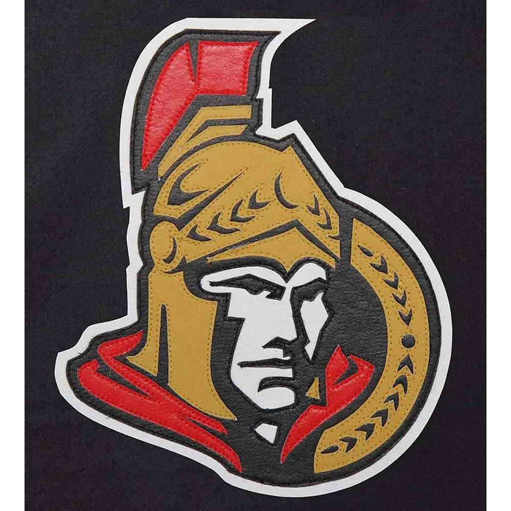 Men Ottawa Senators Black and White Varsity Full-Snap Jacket - NHL