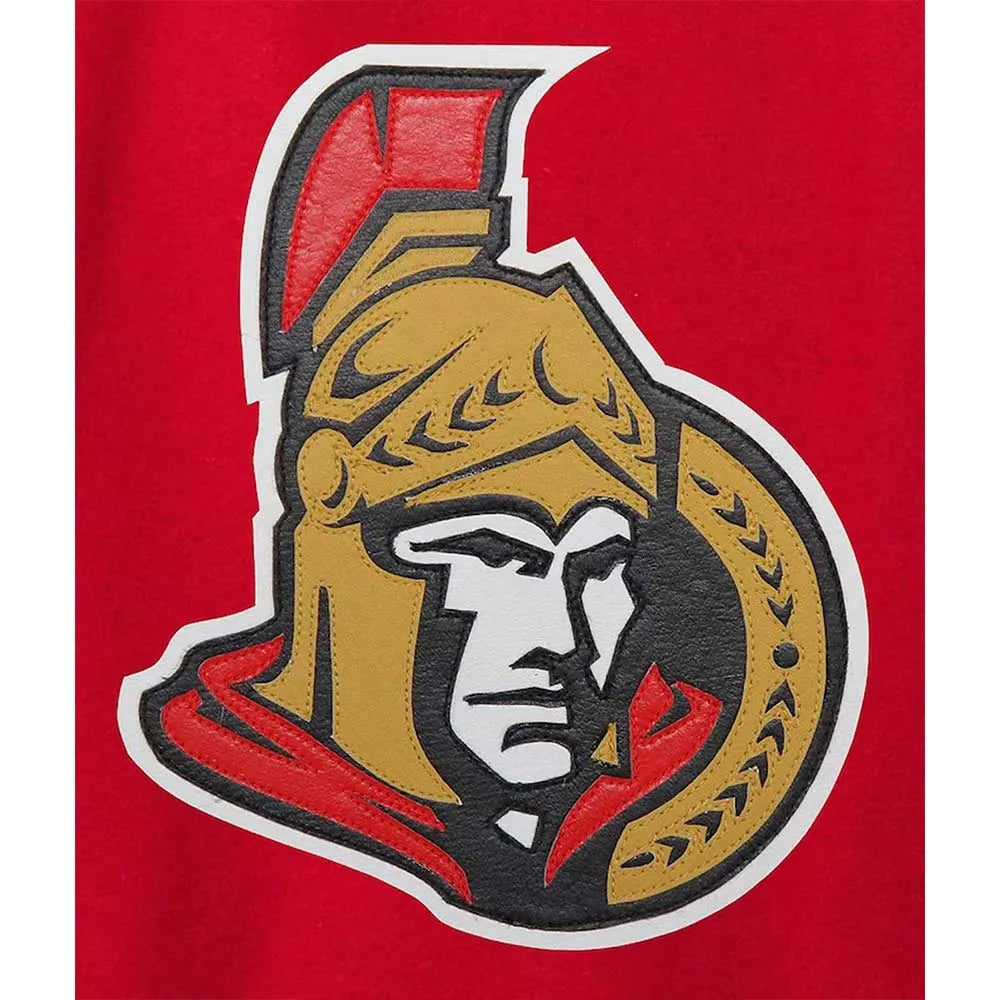 Men Ottawa Senators Red and White Two-Tone Varsity Jacket - NHL
