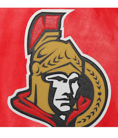 Men Ottawa Senators Varsity Leather Red Jacket - NHL