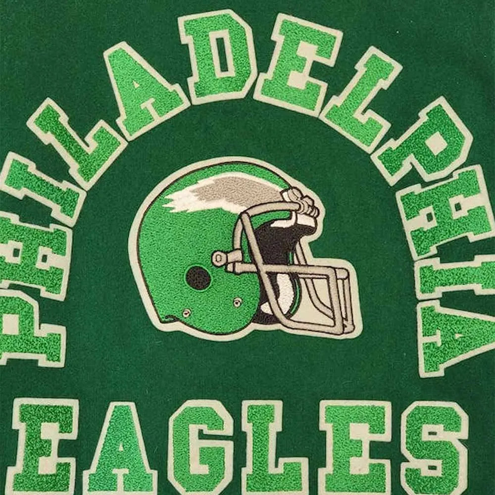 Men Philadelphia Eagles 80’s Green White  Varsity Jacket - NFL