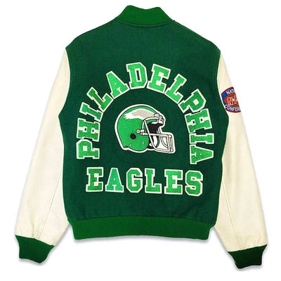 Men Philadelphia Eagles 80’s Green White  Varsity Jacket - NFL