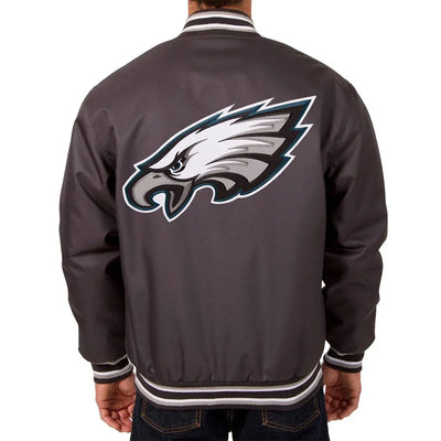 Men Philadelphia Eagles Poly Twill Gray Varsity Jacket - NFL