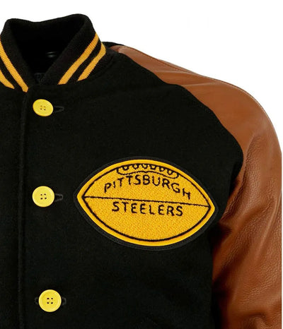Men 1955 Pittsburgh Steelers Varsity Brown and Black Jacket - NFL