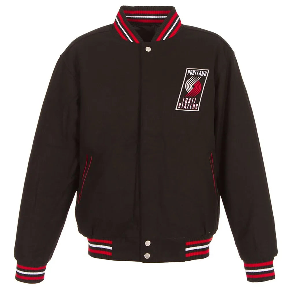 Men Portland Trail Blazers Two-Hit Varsity Black Wool Jacket - NBA