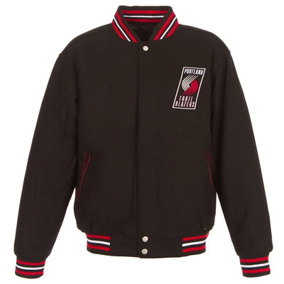 Men Portland Trail Blazers Two-Hit Varsity Black Wool Jacket - NBA