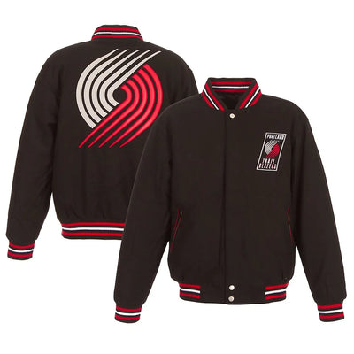 Men Portland Trail Blazers Two-Hit Varsity Black Wool Jacket - NBA