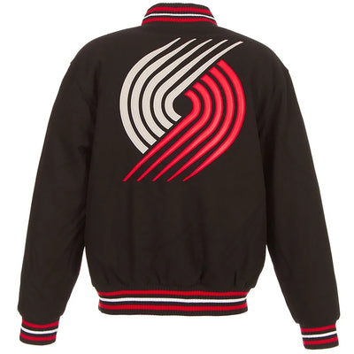 Men Portland Trail Blazers Two-Hit Varsity Black Wool Jacket - NBA