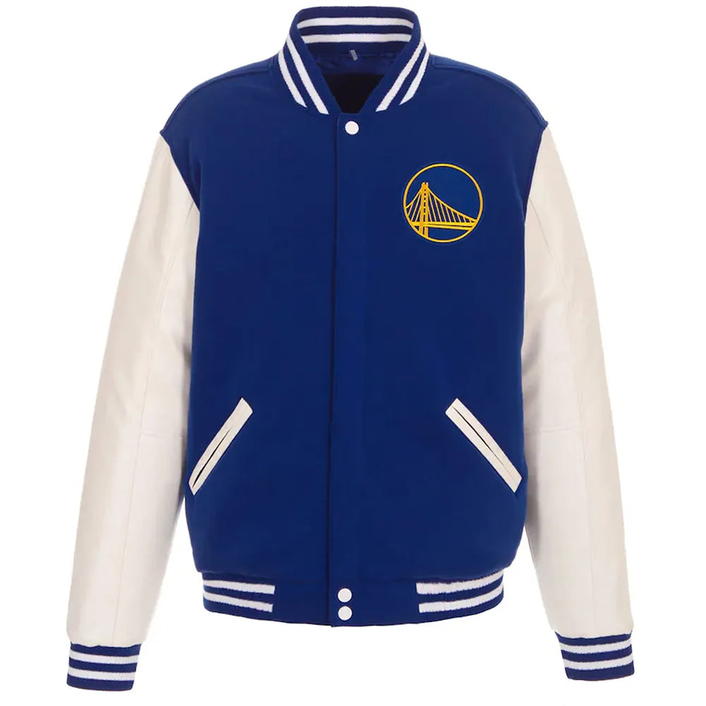 Golden State Warriors Royal and White Varsity Jacket - NBA