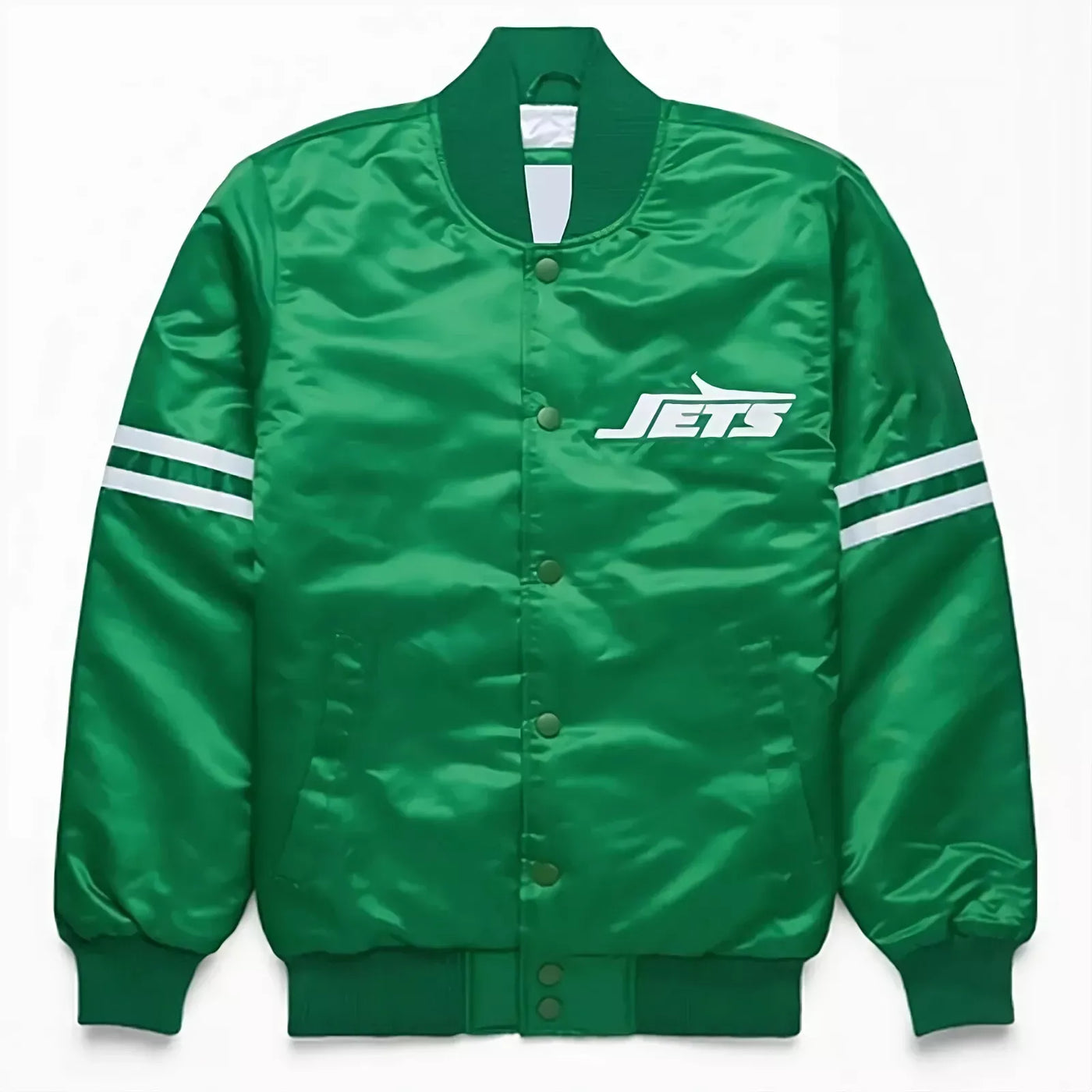 MEN 80s NFL New York Jets Green Satin Bomber Letterman Baseball Varsity Jacket green