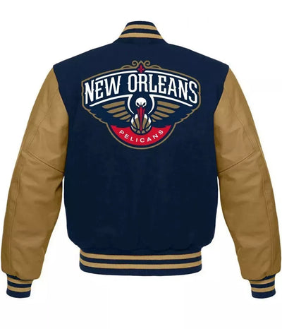 New Orleans Pelicans blue and brown Letterman Varsity Jacket