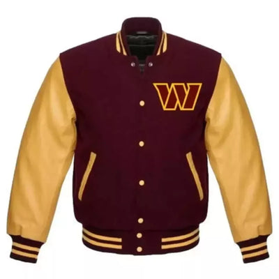 Washington Commanders Yellow and Burgundy Letterman Varsity Jacket