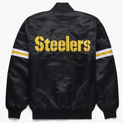 Pittsburgh Steelers Black Satin Letterman Varsity Jacket black - NFL
