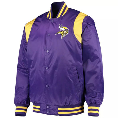 Minnesota Vikings Purple Satin Letterman Varsity Jacket blue - NFL