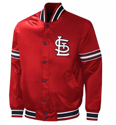 Men St. Louis Cardinals Satin Red varsity Jacket Full-Snap with Embroidery logos - MLB