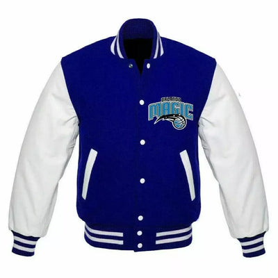 Letterman Orlando Magic Blue and White Varsity Jacket - NBA