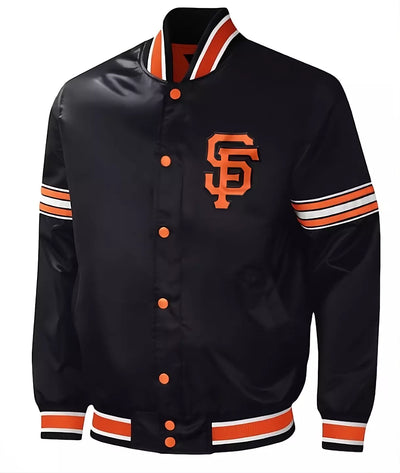 Men San Francisco Giants Starter Black Slider Satin Full-Snap Varsity Jacket - MLB