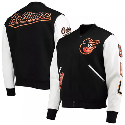 Men Letterman Baltimore Orioles Pro Standard Black and White Varsity Jacket - MLB