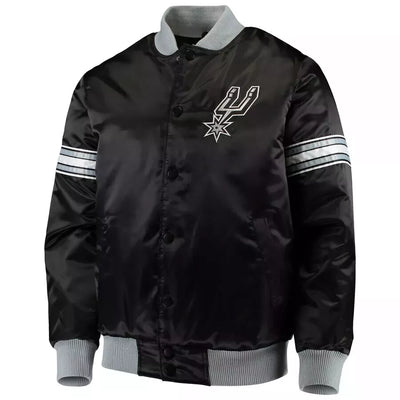 San Antonio Spurs Black Satin Letterman Varsity Jacket - NBA
