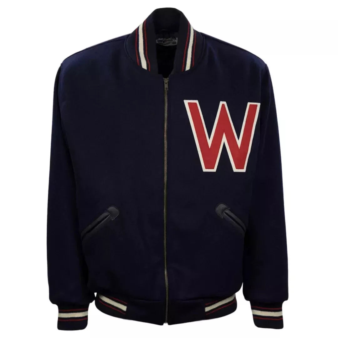 Men Letterman Washington Senators Authentic Full Navy Wool Varsity jacket - MLB
