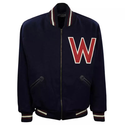 Men Letterman Washington Senators Authentic Full Navy Wool Varsity jacket - MLB